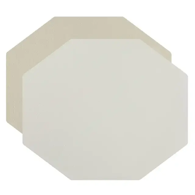 ADJ Плейсмат 44.5х38см., шестиугольный, натуральная кожа, цвет: белый/панна котта