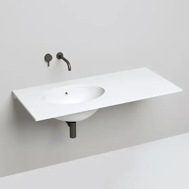 Salini Marea 12 Раковина врезная снизу 55х40см, без отв., с переливом, материал: S-Stone, цвет: белый матовый