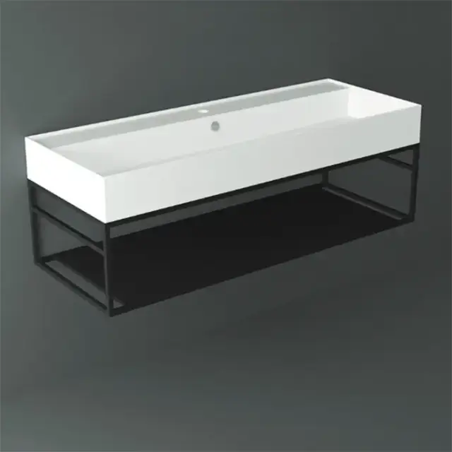 Simas Agile Структура металлическая 121x46xh28см, подвесная, для раковины с 1 отв., AG121, с 1 полкой, цвет: черный матовый