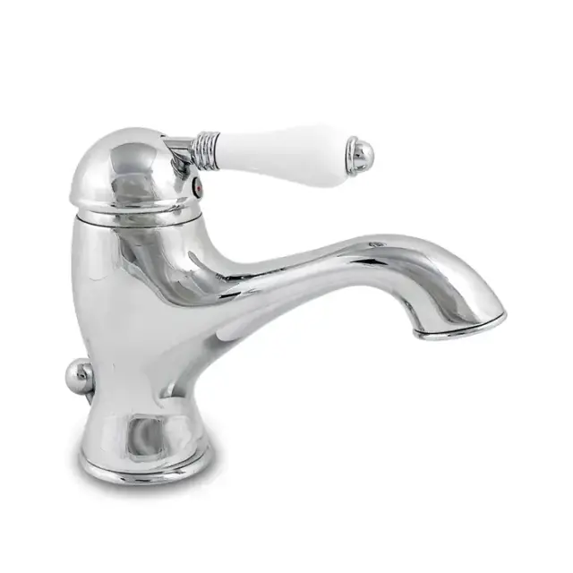 Nicolazzi P.m. Blanc Смеситель для раковины однорычажный, с донным клапаном, ручки белая керамика, цвет: хром