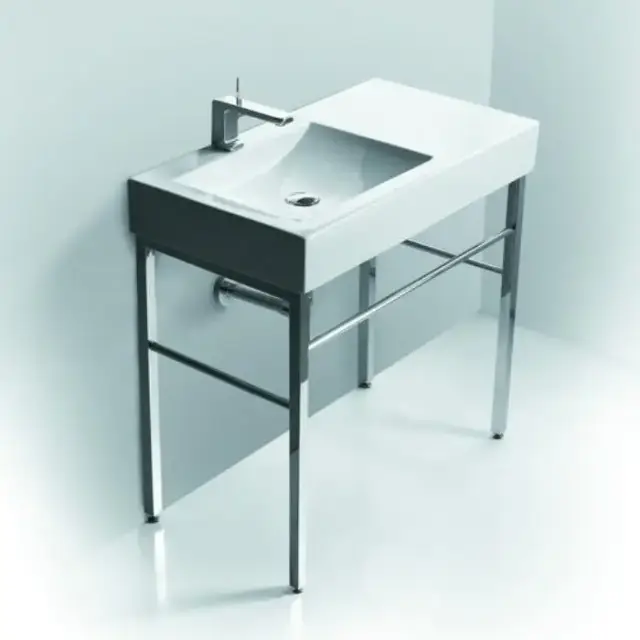 Simas Frozen Консоль 90х50см с 1 отв. выбитым вручную, напольная, цвет: белый