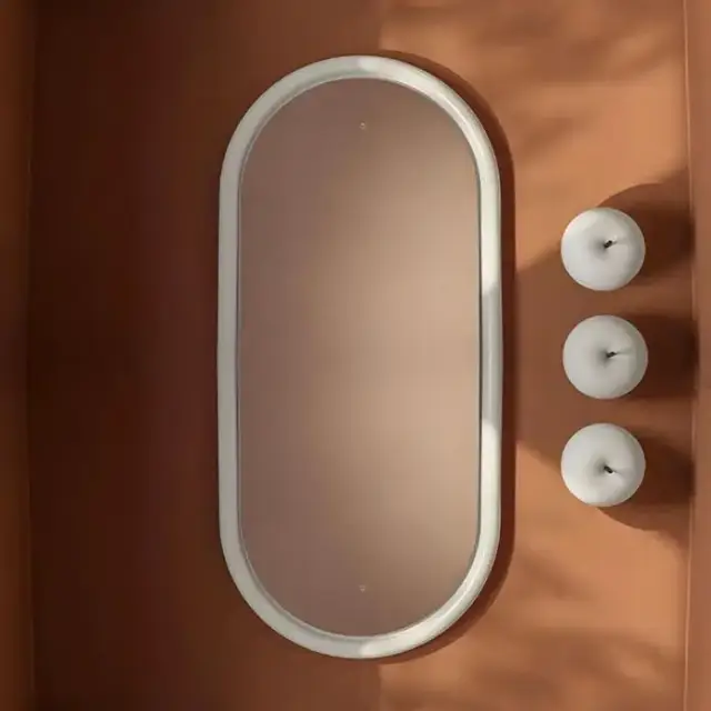Artceram Milano Зеркало 55х100 см в керамической раме с LED-подсветкой и сенсорным выключателем, цвет: белый матовый