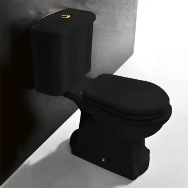 Kerasan Retro Унитаз 72х38.5см., моноблок, слив в стену, цвет: черный/золото