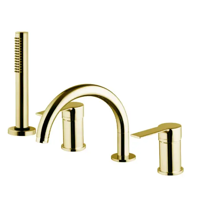 Fima Carlo Frattini Mast Смеситель на борт ванны, на 4 отв., с ручным душем, цвет: золото