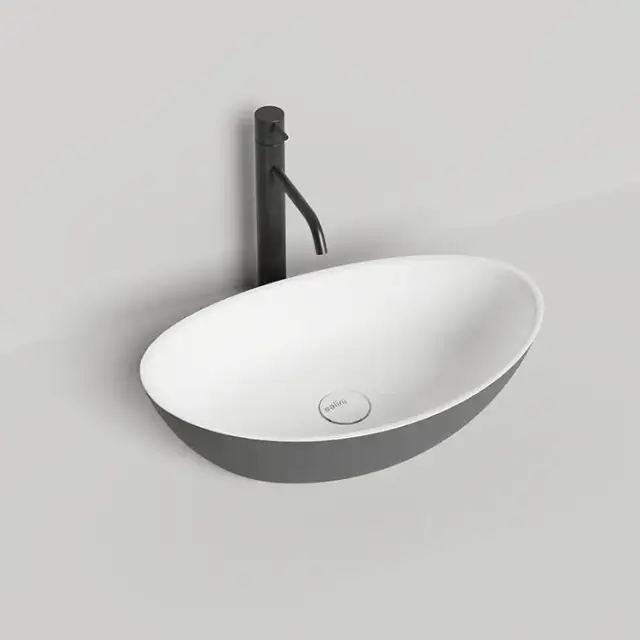 Salini Noemi Раковина накладная 56х34х15см., без отв. под смес, без перелива, мат-л: S-Stone, матовый, цвет: RAL 9011