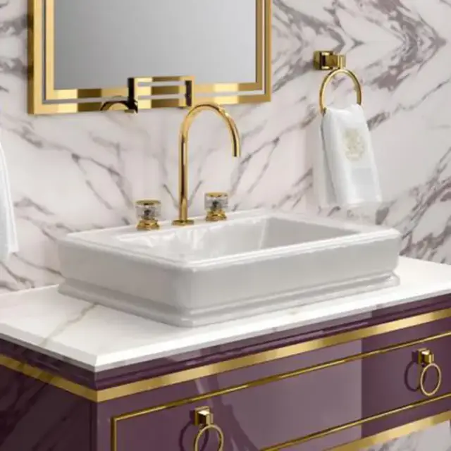 Oasis Раковина накладная, 65х47см., с 3 отв., цвет: белый