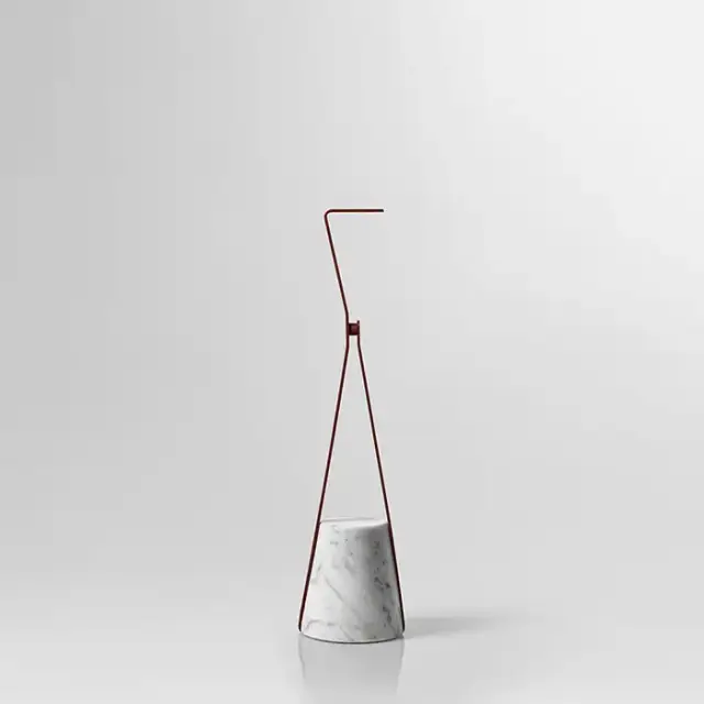 Antonio Lupi Halo Ограничитель открывания двери напольный 160х430х640 мм., база из мрамора Carrara satinato, структура Veneziano goffrato