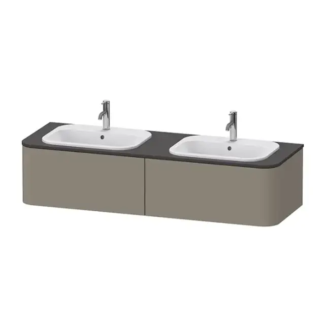 Duravit Happy D.2 Plus Тумба подвесная 160x55x35.4см, с 2 раковинами и 2 ящиками , цвет: stone grey satin matt