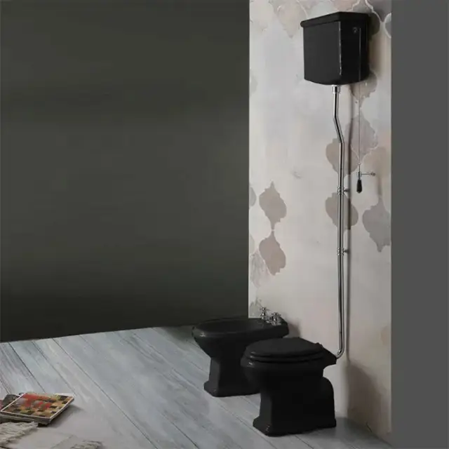 SIMAS Arcade Унитаз напольный, выпуск в пол, 36,5х55см, цвет: черный/хром