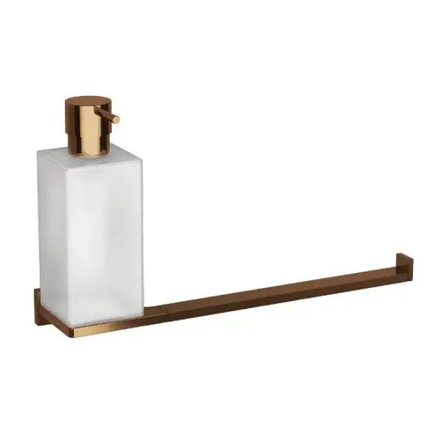 Colombo Look Дозатор для жидкого мыла с полотенцедержателем, подвесной, цвет: PVD Vintage/матовое стекло