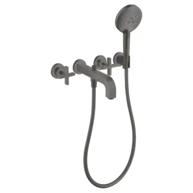 Axor Citterio Смеситель для ванны, встраиваемый, с ручным душем, цвет: шлифованный черный хром