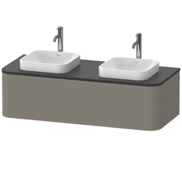 Duravit Happy D.2 Plus Тумба подвесная 130x55х35.4см, с 2 раковинами и 1 ящиком, цвет: stone grey satin matt