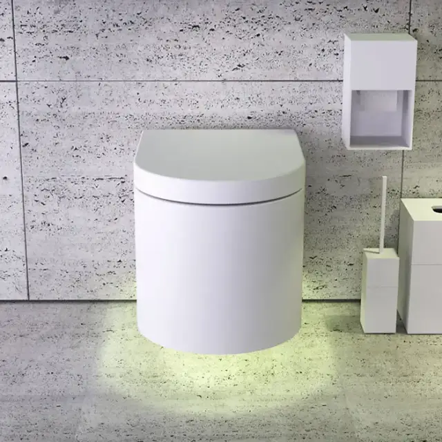 KNIEF Moon унитаз подвесной безободковый  59х39х36 см, с подсветкой ,  цвет: белый матовый