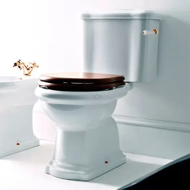 Kerasan Retro Унитаз 72х38.5см., моноблок, слив в стену, ручка смыва справа, цвет: белый/золото