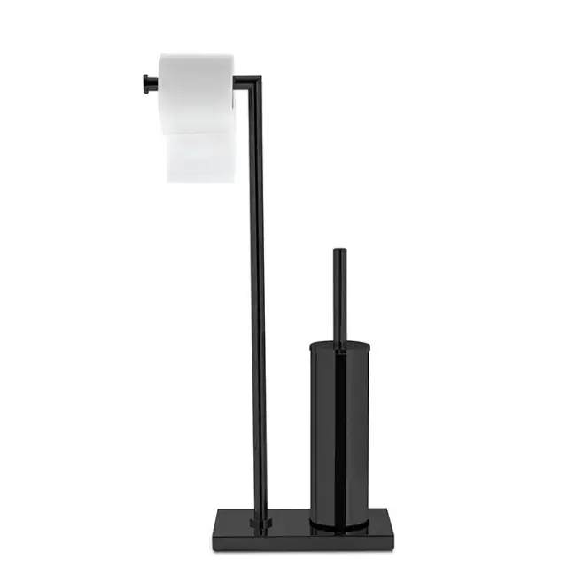 3SC Piantane Напольная стойка с держателем тб и ёршиком, цвет: черный матовый