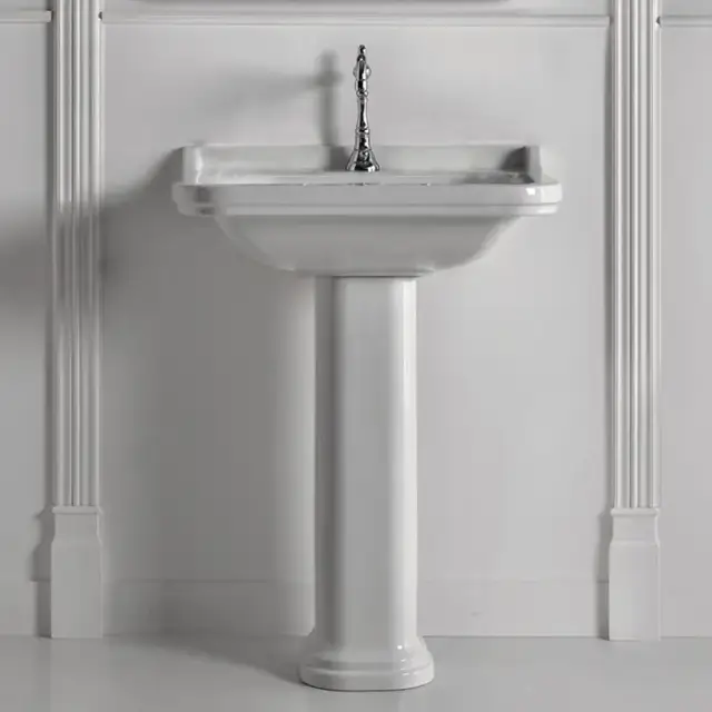 Kerasan Waldorf Раковина 80х55 см, 1 отв., с пьедесталом, керамическая, цвет: белый/хром