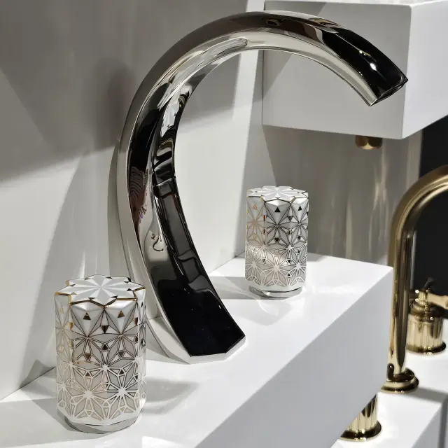 Смеситель для раковины THG NIHAL IVORY PORCELAIN U2N.H55.151 цвет-никель PVD