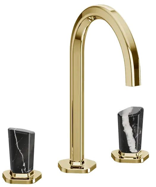 Смеситель для раковины Jorger SHADÓ 635.30.300.041-52 цвет-матовая латунь, ручки-черный мрамор