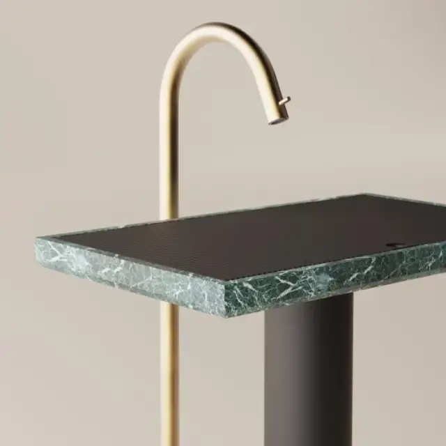 Раковина Agape ELL A COLONNA ACER0996.VP+ACER0997F.E+.MET0475S мрамор VERDE ALPI/сталь черная