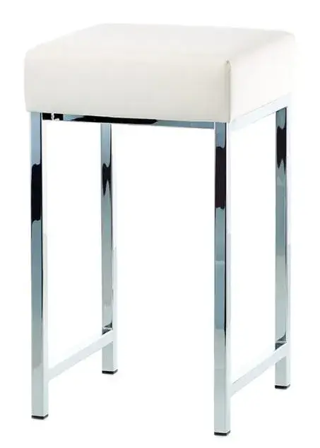 Табурет для ванной комнаты 30*30*h52, структура - хром, сиденье - белая экокожа