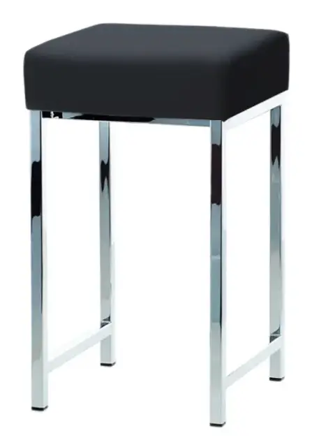 Табурет для ванной комнаты 30*30*h52, структура - хром, сиденье - черная экокожа