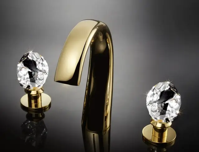 Смеситель для раковины Maier Iceberg 73005P.O цвет-золото/кристаллы Swarovski