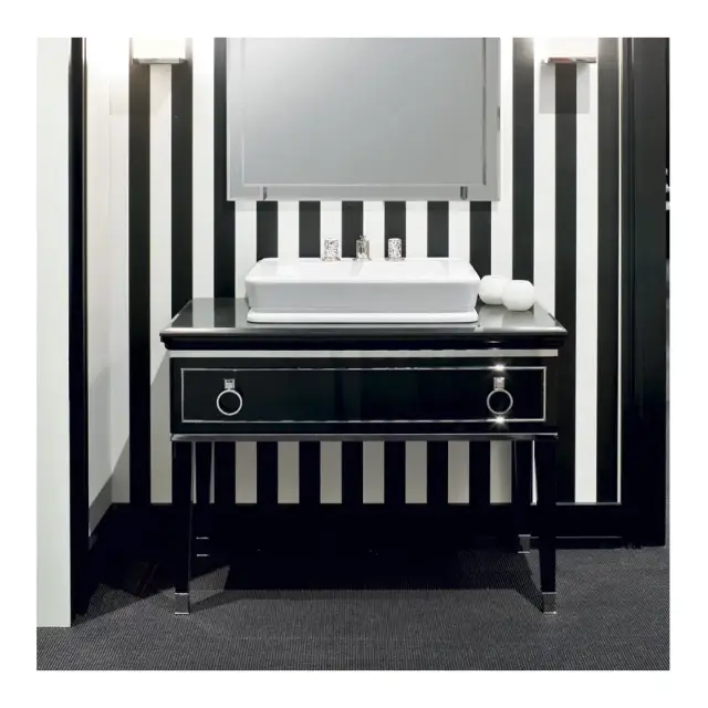 Комплект мебели с раковиной Oasis Lutetia 0LUTCP107756115CR + 0LVBSPR00000001 + 0LUTTM100256115LED + 0ACTSFS00000000 мрамор emperador dark, элементы - хром