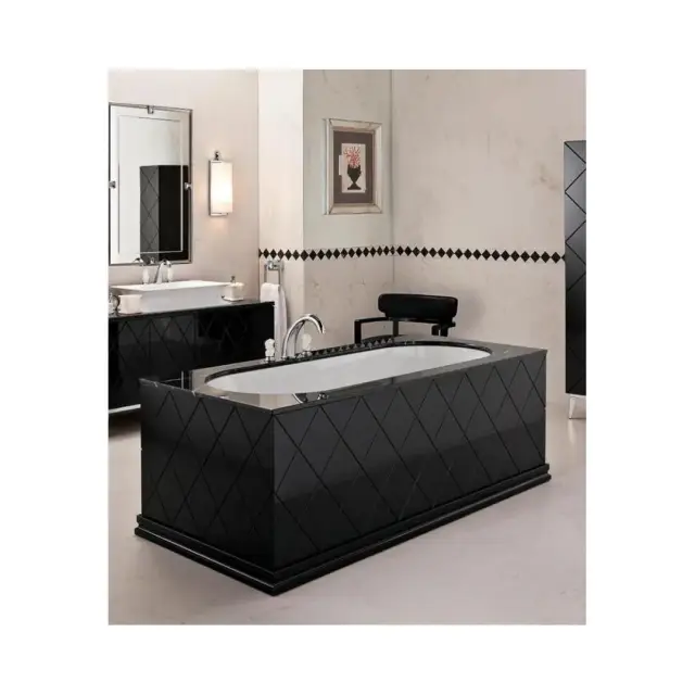 Ванна Oasis Rivoli 000VD3SS LMQ(M556) мрамор - nero marquina, панели 3 шт - черный матовый лак