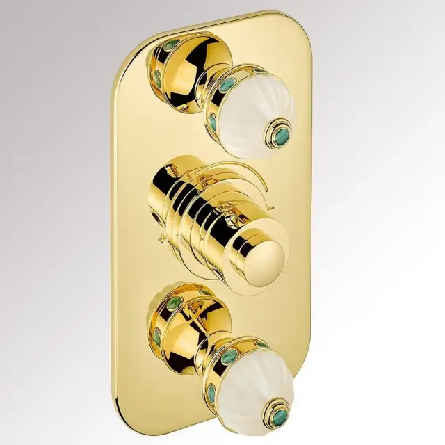 Термостат внутристенный с 2 запорными вентилями, внешняя часть, 15*8.4*h27, золото PVD 15*8.4*h27 золото PVD