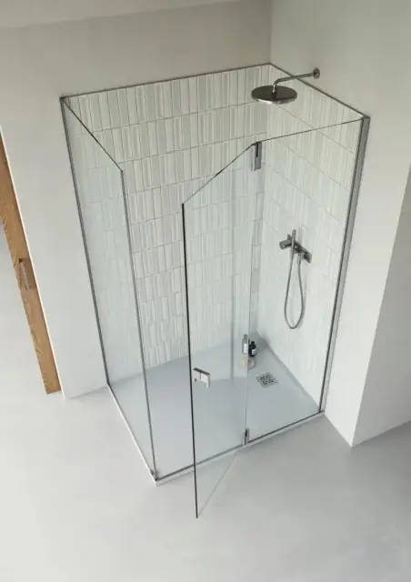 Ограждение в нишу Vismara Vetro SUPER SINTESI XXA046108202100DT+XXF046108202100ST Brushed steel finishing/стекло прозрачное TPA