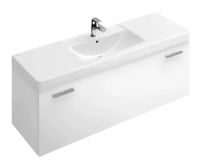 База под раковину VILLEROY&BOCH CENTRAL LINE A272E2EC корпус glossy white, фронт glossy walnut, ручка версия 2 хром