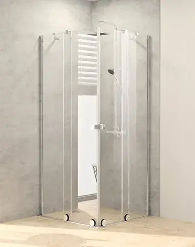 Ограждение в нишу HUPPE Xtensa pure XT1403.069.322 серебро с ярким блеском/стекло прозрачное с Anti-Plaque