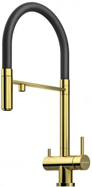 Смеситель для кухни Omoikiri Kanto 4994014 цвет светлое золото, гибкий съемный шланг черный