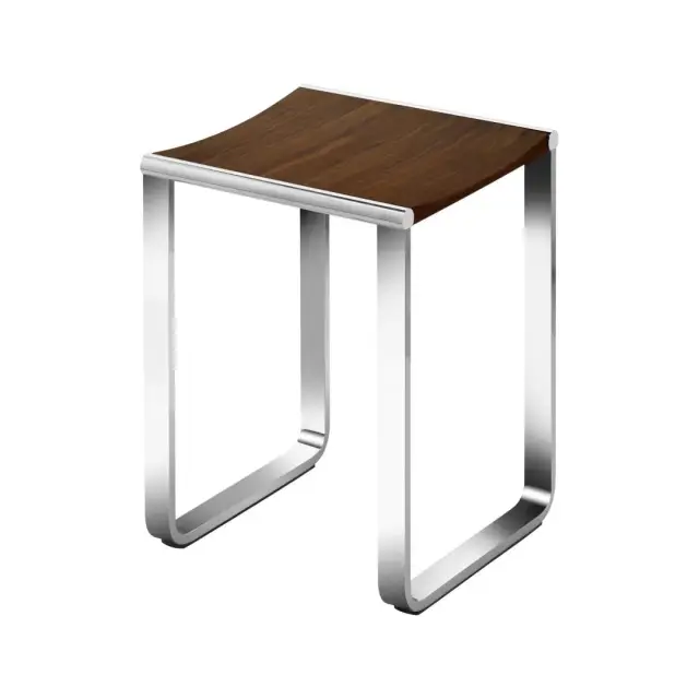 Табурет (не предназначен для душевой, нагрузка 100 кг) 36.5*34*h46.9, хром/шпон грецкого ореха