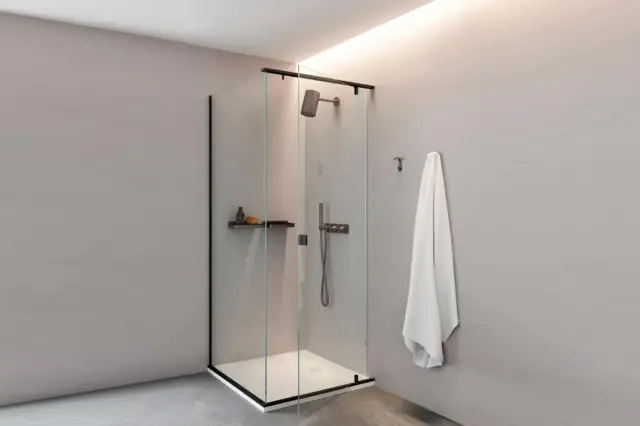 Ограждение в нишу Agape PLAN A APLC1X1000Z1000DE nero spazzolato/extrachiaro