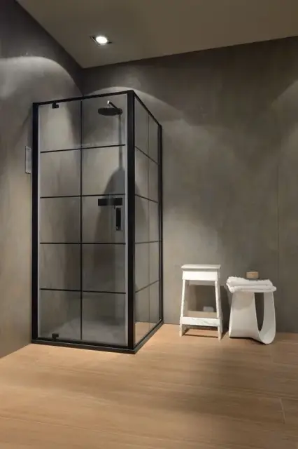 Ограждение в нишу Vismara Vetro Junior J GA 04 090 P30 870 1950 + J GF 04 090 P30 870 1950 стекло прозрачное 04, профиль черный 09, декор P30, ручка M7L