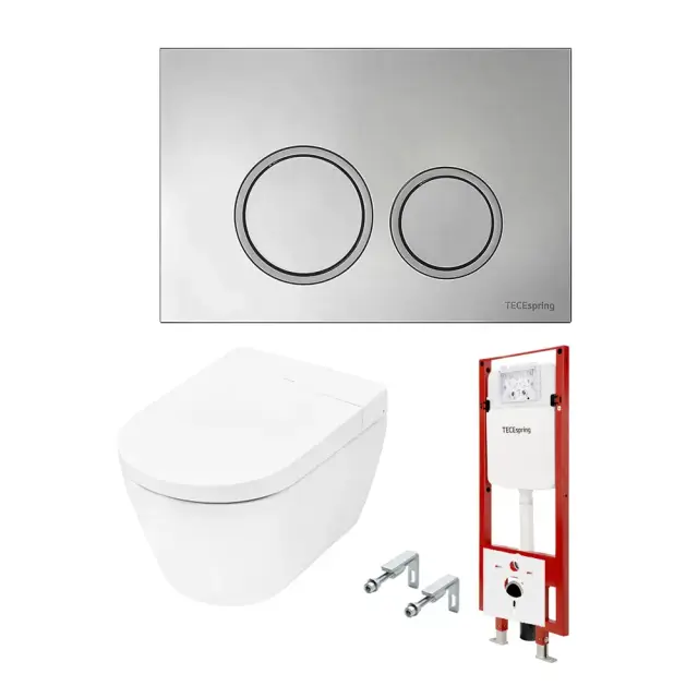 Комплект с подвесным унитазом-биде с подогревом и подсветкой Tece TECEspring