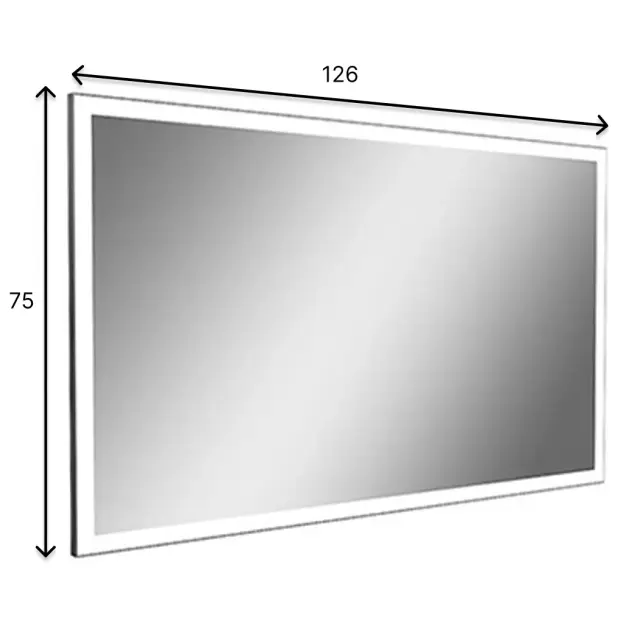 Зеркало для ванной Antonio Lupi VERTICE VERTICE75W.126 с блестящей кромкой, с белой светодиодной подсветкой, на раме черного цвета