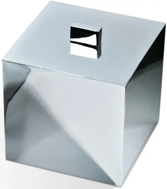 Контейнер с крышкой, настольный 13*13*h14.5 хром