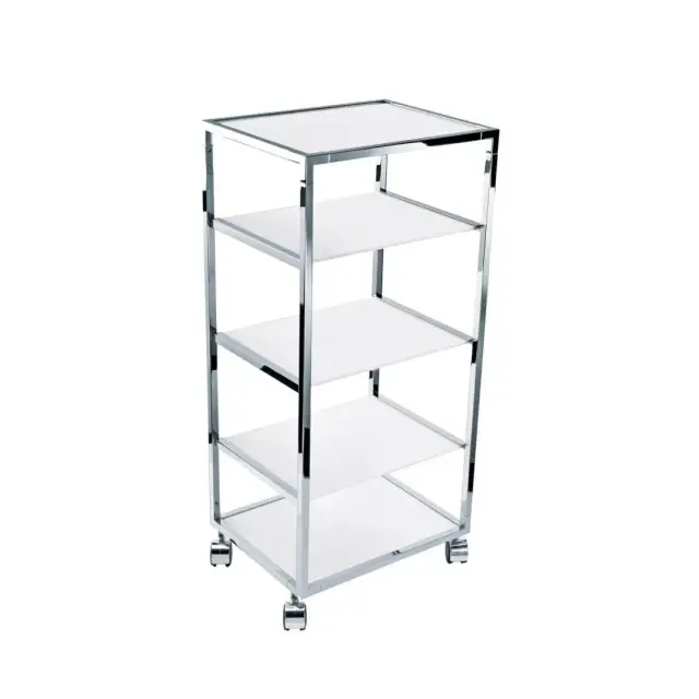 Стеллаж на роликах 38*30*h80, структура - хром, полки - прозрачное стекло
