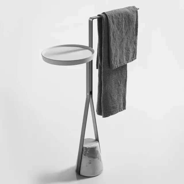 Стойка комбинированная Antonio Lupi Halo HALO4B база Carrara/столик Flumood белый/NERO GOFFRATTO-545