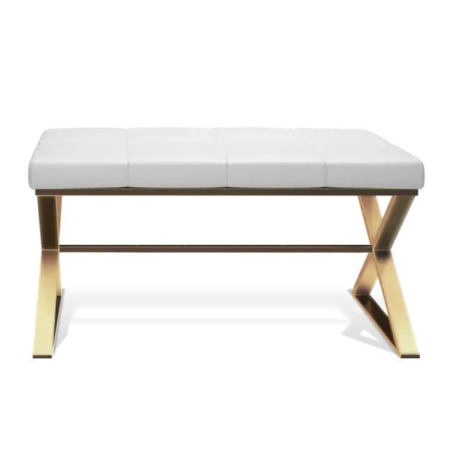 Банкетка для ванной комнаты Decor Walther BENCH 0509683 цвет-gold matt PVD/эко-кожа белая