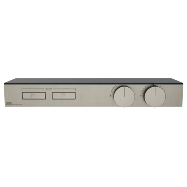 Термостат Gessi HI-FI SHELF 63022#149 FINOX BRUSHED NICKEL, полочка-черное стекло