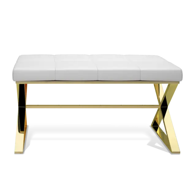 Банкетка для ванной комнаты Decor Walther BENCH 0509628 цвет-gold PVD/эко-кожа белая