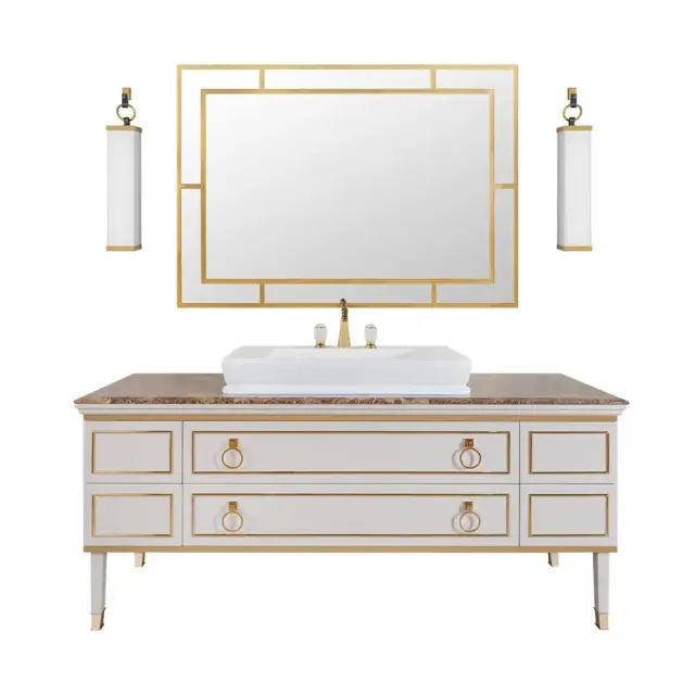 Комплект мебели с раковиной Oasis Lutetia 0LUTCP607756180OR + 0LVBSPR00000002 + 0LUTTM100256180LED + 0CSBAR110000141 G164 Lino/Emperador Dark/золото