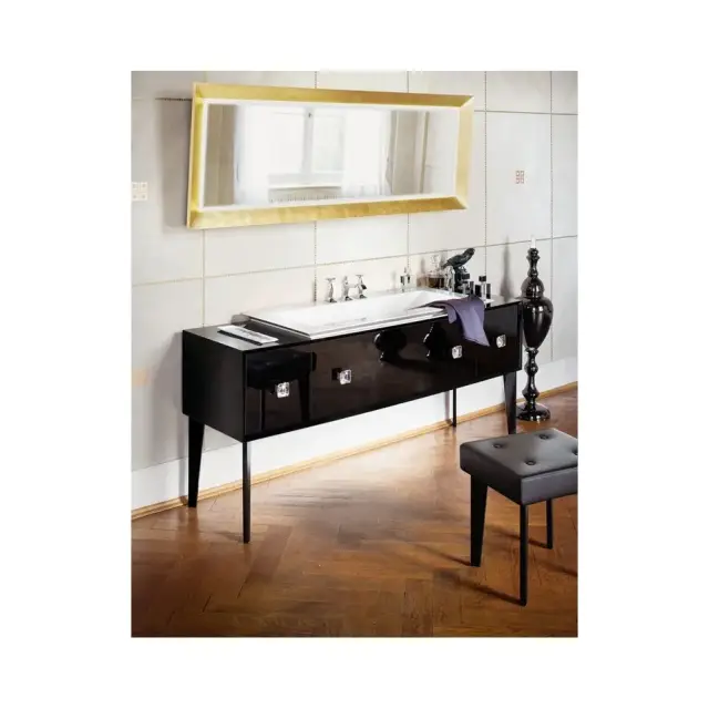 Комплект мебели с раковиной BURGBAD Elysee SELF149 F1004 K0127 G0097 корпус/фасад - черный глянец (F1004/K0127), ручка - хром, кристалл (G0097)