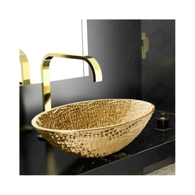 Раковина Glass Design Ice oval Lux ICEOVGDF3 стекло/gold