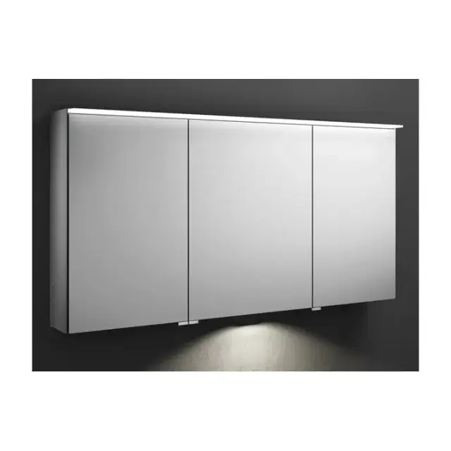 Зеркальный шкаф BURGBAD YUMO SPIZ130L F3193 K0014 фронт белый глянец F3193, каркас Silver/Antrazit coloured K0014