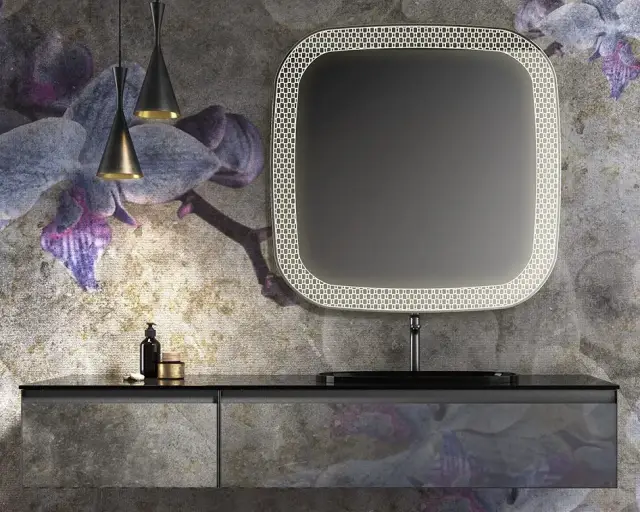 Комплект мебели с раковиной Artelinea +SKIN SKA105 + SKY45 + B.86 ON + KML 150 + TRC100 DECORI CALYPSO/OPALITE NERO