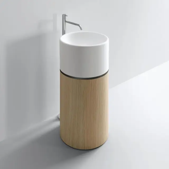 Раковина Milldue ROMA I 2016.A раковина-керамика белая матовая/полоса PLATINO-333/база-ROVERE MEZZA FIAMMA-7777